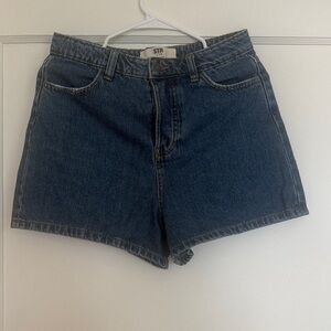 Stradivarius Dark Blue Jean Shorts